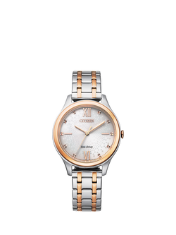 Citizen EM0506-77A Women's Eco-Drive Two-Tone Bracelet Strap Watch, Silver/Gold - view 2, Silver/Gold