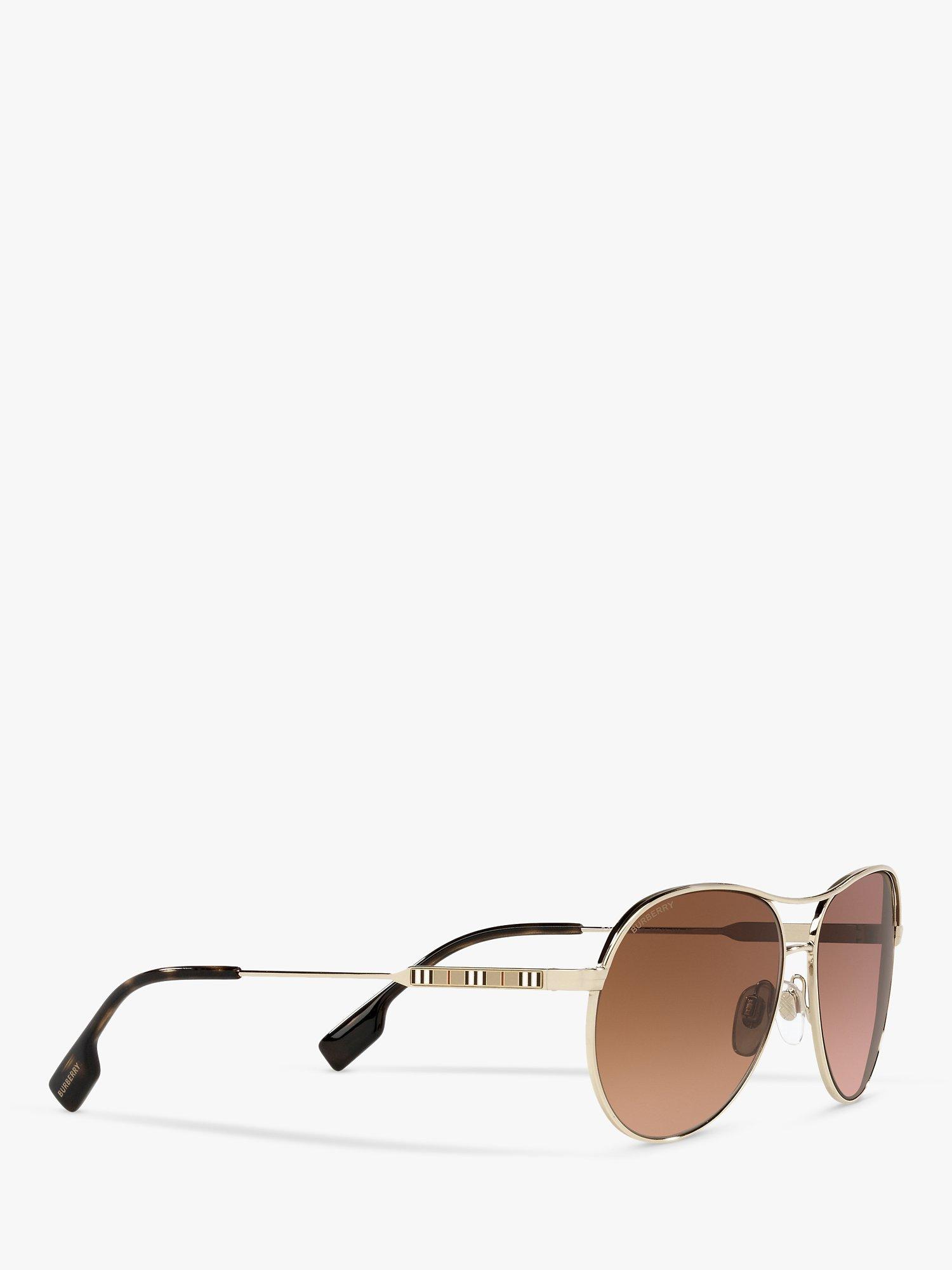 Product image 11 of 11, which shows Burberry BE3122 Women's Aviator Sunglasses, Light Gold