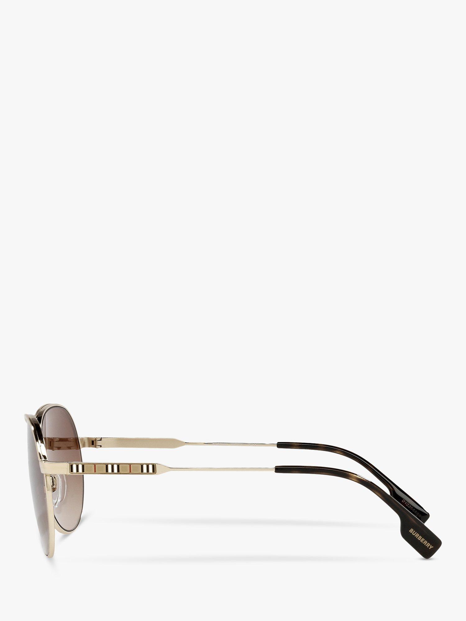 Product image 4 of 11, which shows Burberry BE3122 Women's Aviator Sunglasses, Light Gold