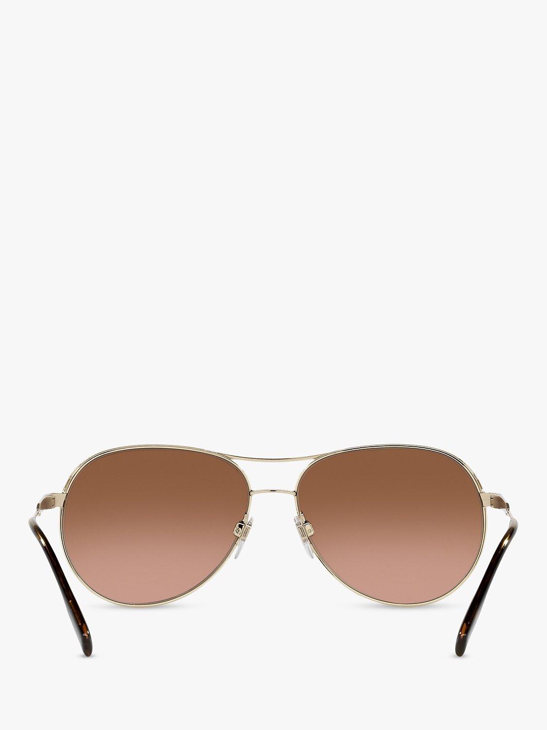 Product image 7 of 11, which shows Burberry BE3122 Women's Aviator Sunglasses, Light Gold