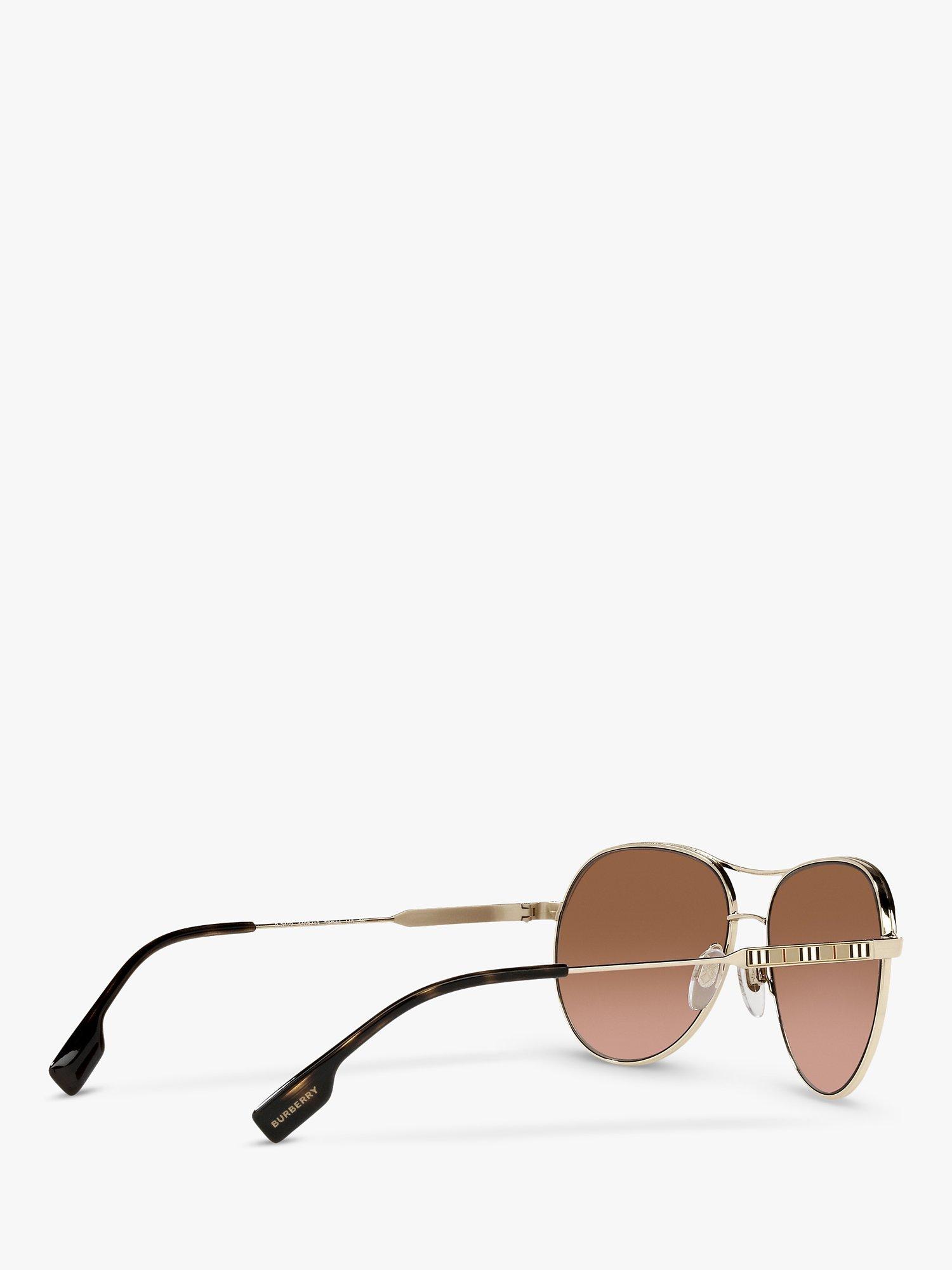 Product image 9 of 11, which shows Burberry BE3122 Women's Aviator Sunglasses, Light Gold