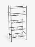 John Lewis 5 Tier Slim Shoe Rack, Black