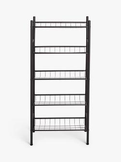 John Lewis 5 Tier Slim Shoe Rack, Black - view 2, Black