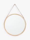John Lewis Wood Frame Round Hanging Wall Mirror, 55cm, Natural