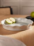 John Lewis Leckford Farm Ceramic Pie Dish, 27.6cm,  Light Grey