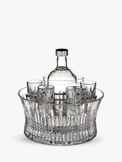 Waterford Crystal Lismore Diamond Cut Glass Vodka Chill Bowl & Shot Glass Barware Gift Set, 6 Piece, Clear