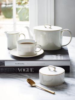 Wedgwood Gio Gold Bone China Cream Jug & Sugar Bowl Set, White/Gold - view 2, White/Gold