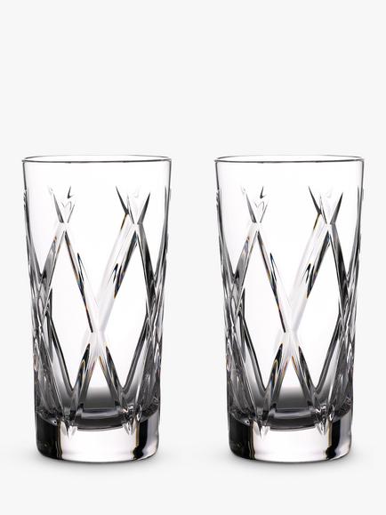 Waterford Crystal Gin Journeys Olann Cut Glass Highballs, Set of 2, 400ml, Clear, Clear