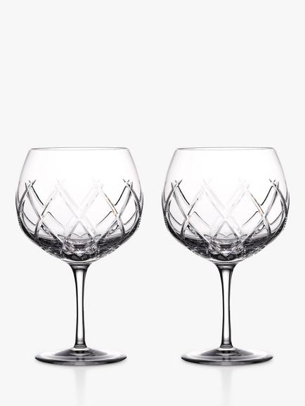 Waterford Crystal Cut Glass Olann Balloon Gin Glasses, Set of 2, 550ml, Clear