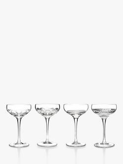 Waterford Crystal Mixology Cut Glass Small Coupe Glasses, Set of 4, 120ml, Clear