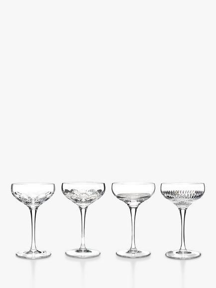 Waterford Crystal Mixology Cut Glass Small Coupe Glasses, Set of 4, 120ml, Clear