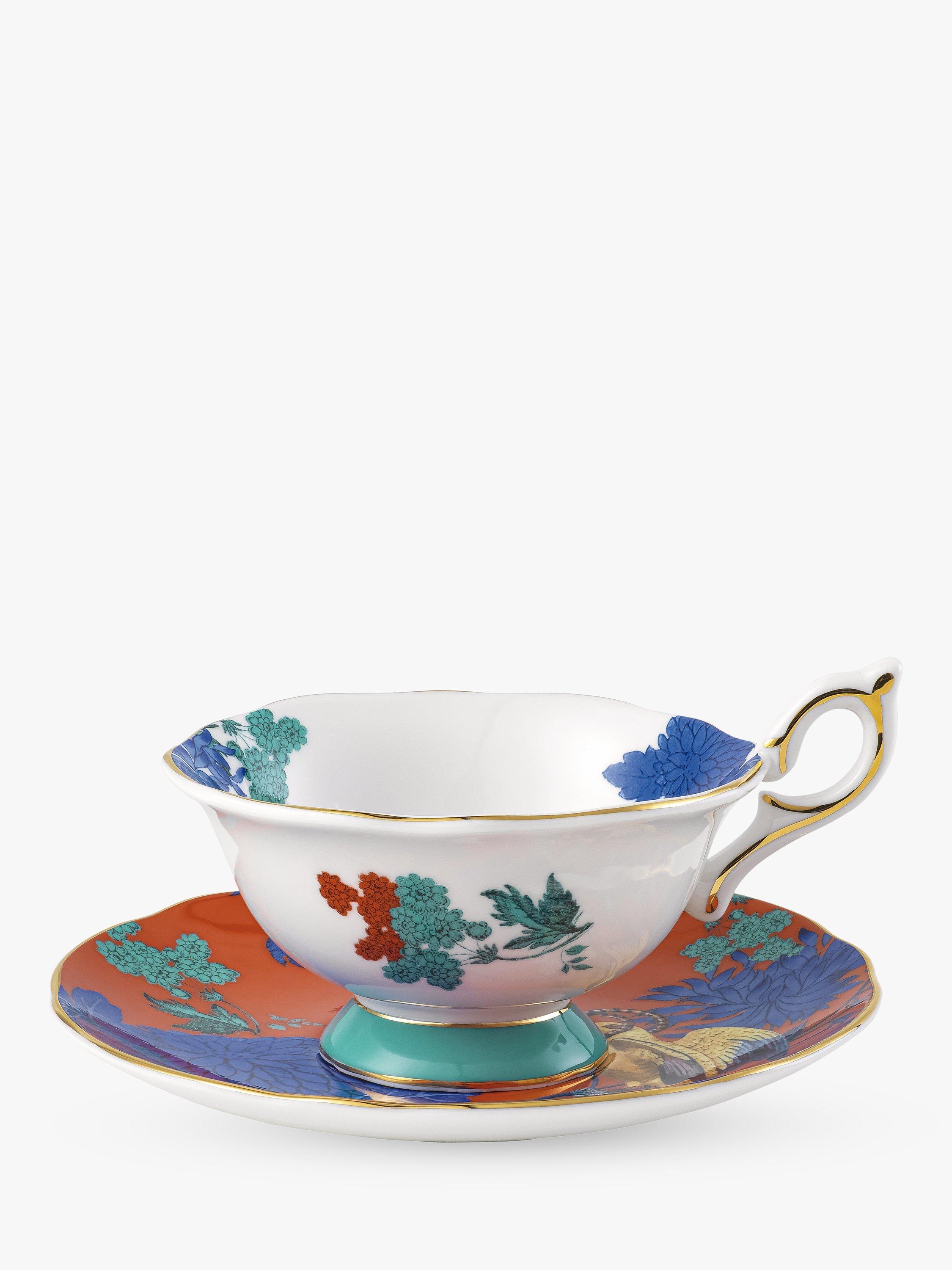 Wedgwood Wonderlust Golden Parrot Bone China Cup & Saucer, 140ml, Orange/Multi
