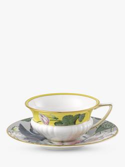 Wedgwood Wonderlust Waterlily Bone China Cup & Saucer, 140ml, Grey/Multi, Grey/Multi