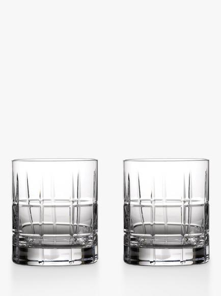 Waterford Crystal Short Stories Cluin Cut Glass Double Old Fashioned Tumblers, Set of 2, 340ml, Clear, Clear