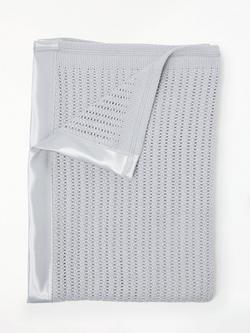 John Lewis Baby GOTS Organic Cotton Cellular Pram Blanket, 90 x 70cm, Grey