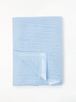 John Lewis Baby GOTS Organic Cotton Cellular Cotbed Blanket, 120 x 100cm - view 2, Baby Blue
