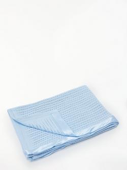 John Lewis Baby GOTS Organic Cotton Cellular Pram Blanket, 90 x 70cm - view 2, Blue