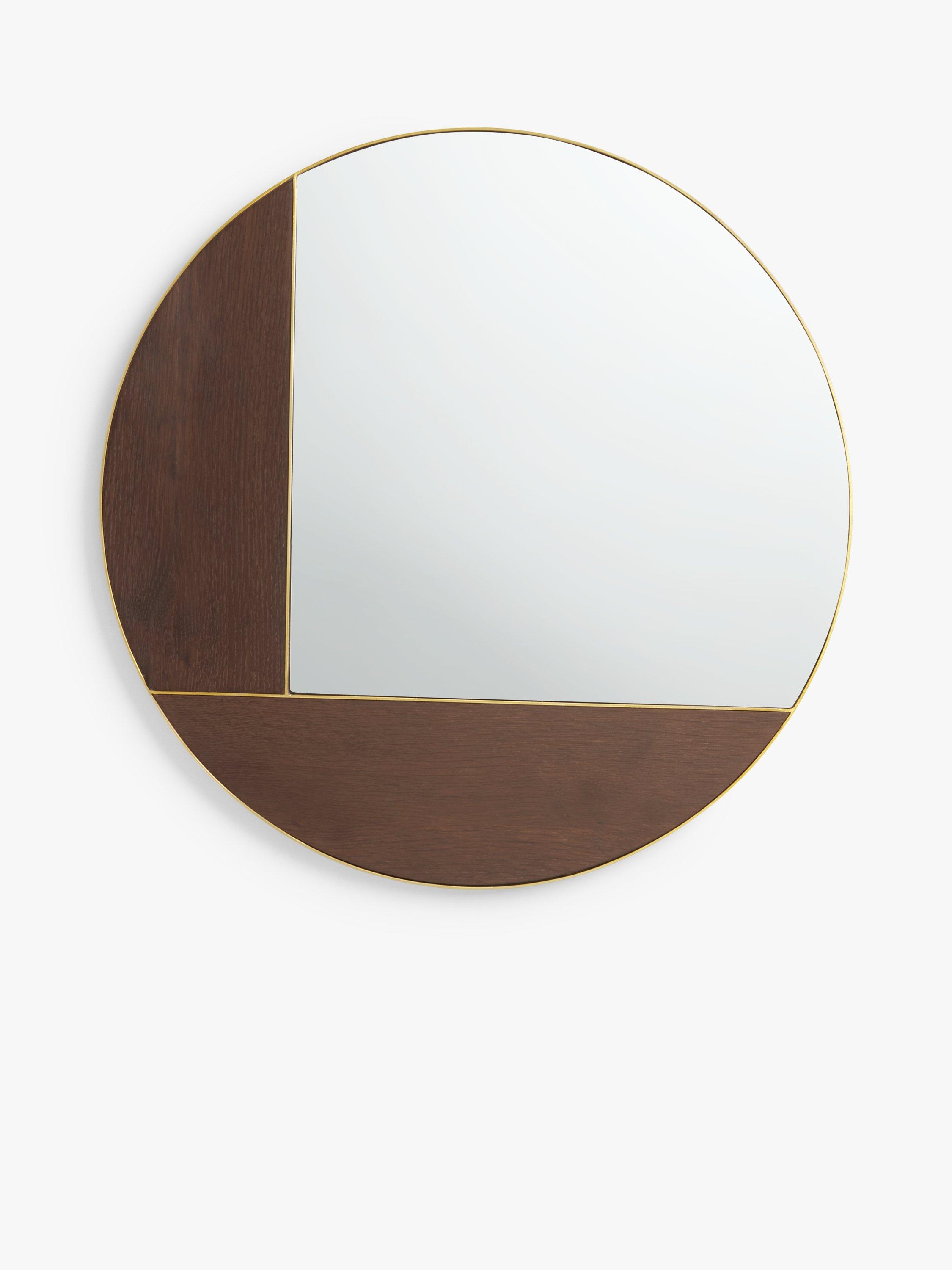 John Lewis + Swoon Mendel Round Frame Wood Inlay Wall Mirror, 75cm, Natural/Gold