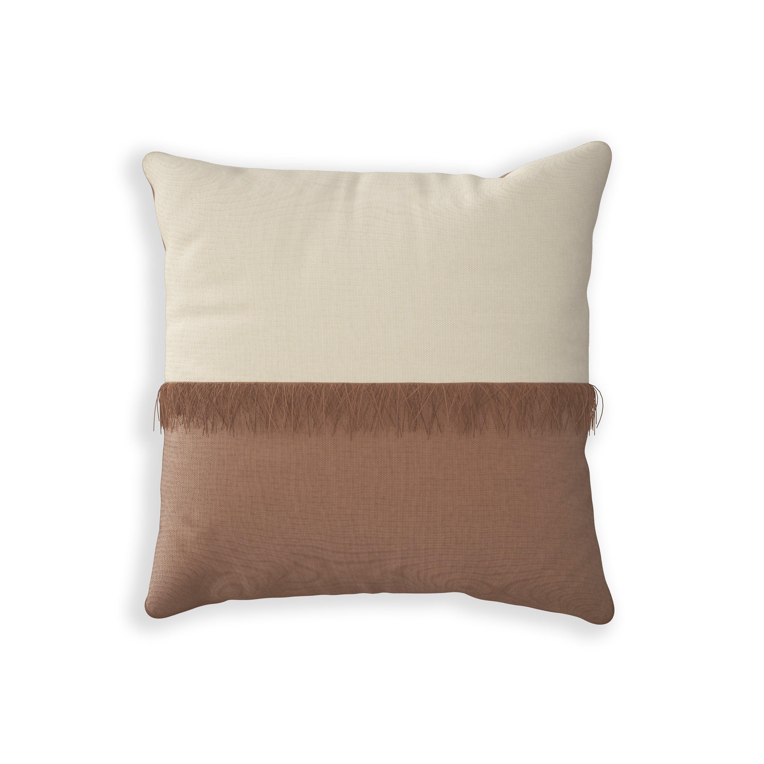 John Lewis Fusion Fringe Garden Cushion, 43 x 43cm, Brown/White
