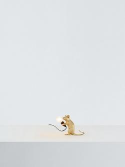 Seletti Sitting Mouse Table Lamp, Gold