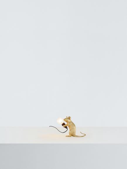 Seletti Sitting Mouse Table Lamp, Gold