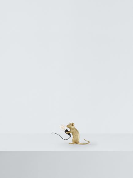 Seletti Sitting Mouse Table Lamp - view 2, Gold