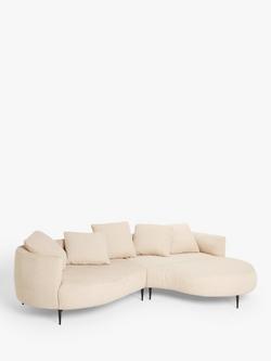 John Lewis Lozenge Grand 5 Seater RHF Chaise End Sofa, Metal Leg, Twisted Boucle Putty