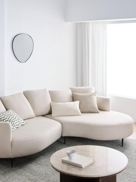 John Lewis Lozenge Grand 5 Seater RHF Chaise End Sofa, Metal Leg - view 2, Twisted Boucle Putty