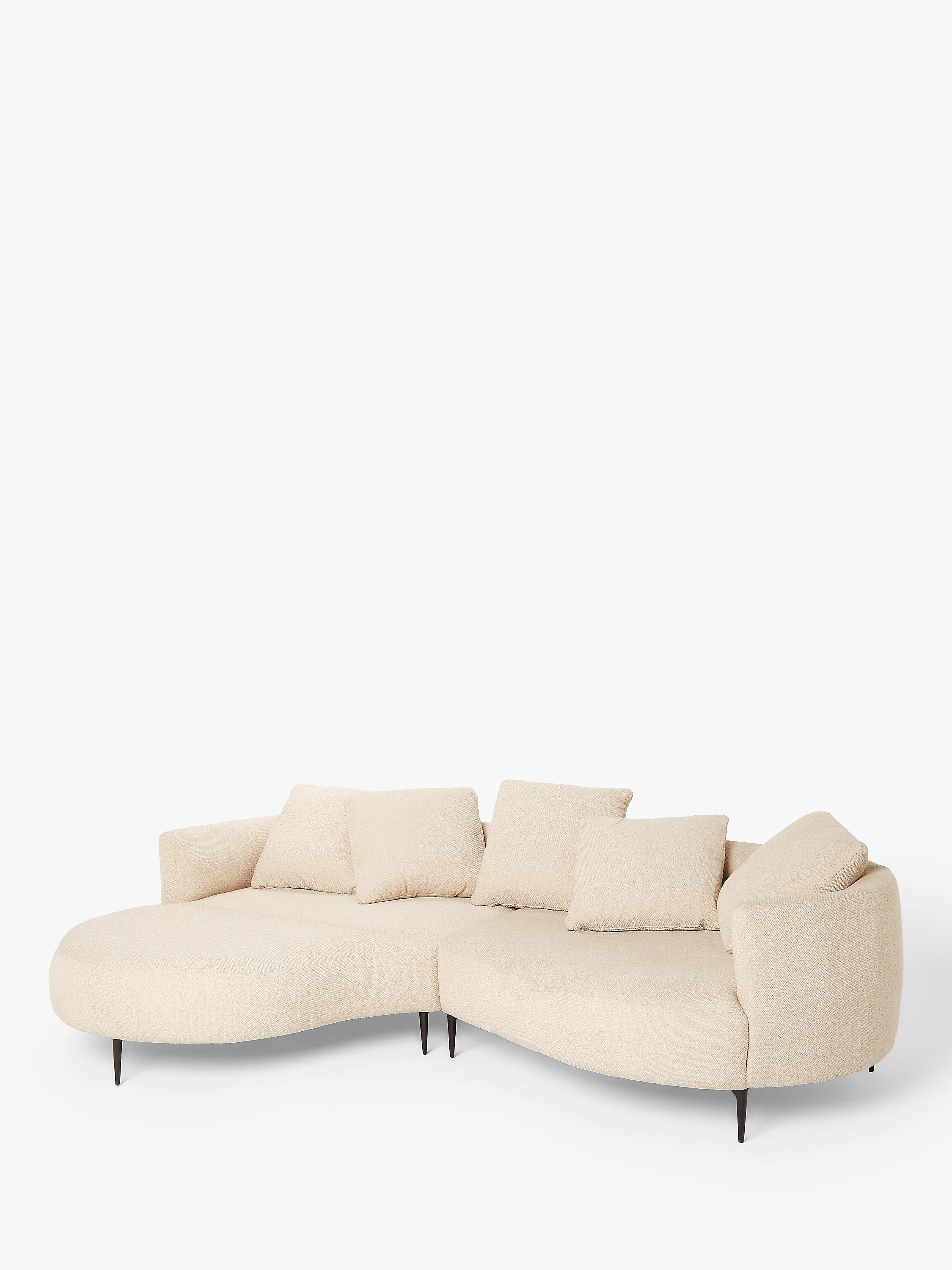 Lozenge Range, John Lewis Lozenge Grand 5 Seater LHF Chaise End Sofa, Metal Leg, Twisted Boucle Putty