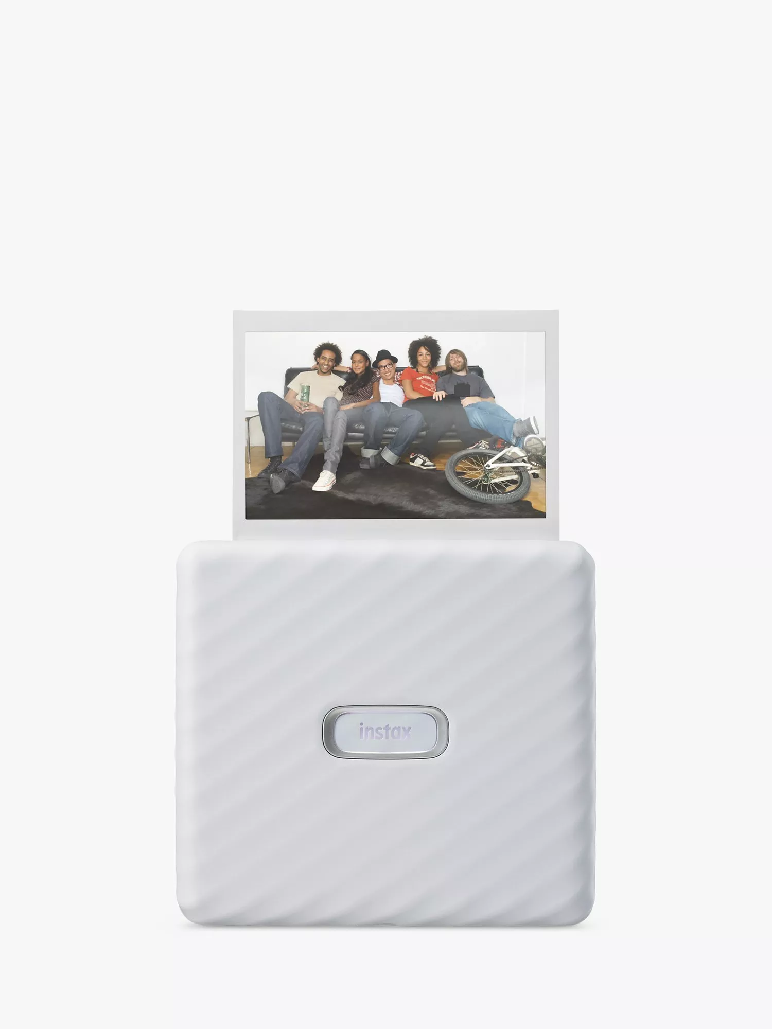 White portable printer printing a group photo