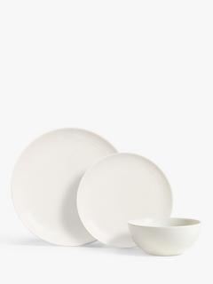 John Lewis Wave Fine China Dinnerware Set, 12 Piece, White