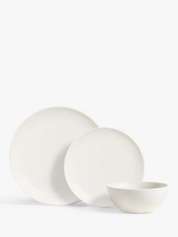 John Lewis Wave Fine China Dinnerware Set, 12 Piece, White