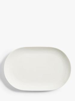 John Lewis Wave Fine China Oval Serving Platter, 38.7cm, White, White