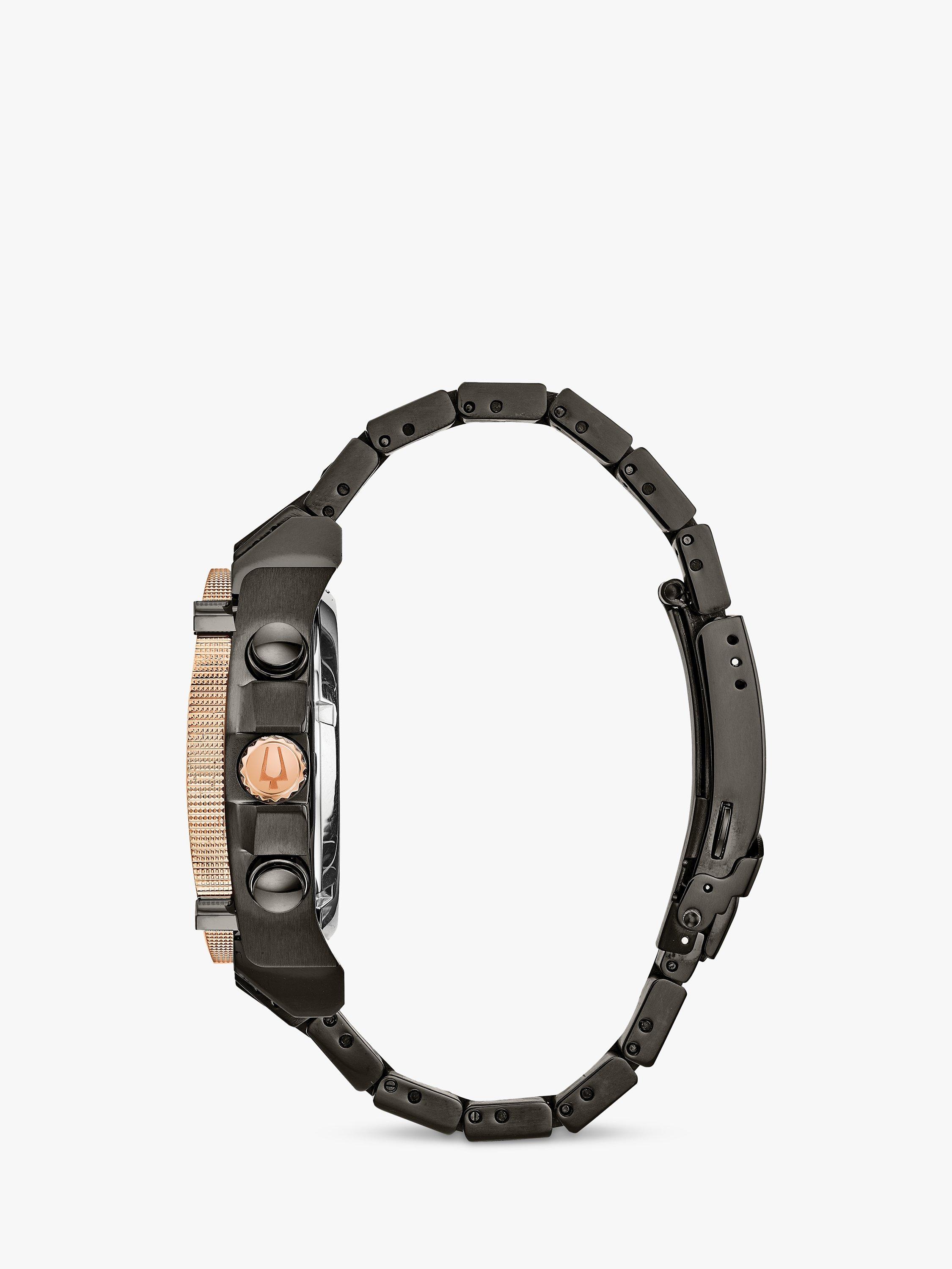 Bulova Men's Precisionist Diamond Date Bracelet Strap Watch, Grey/Rose Gold 98D149