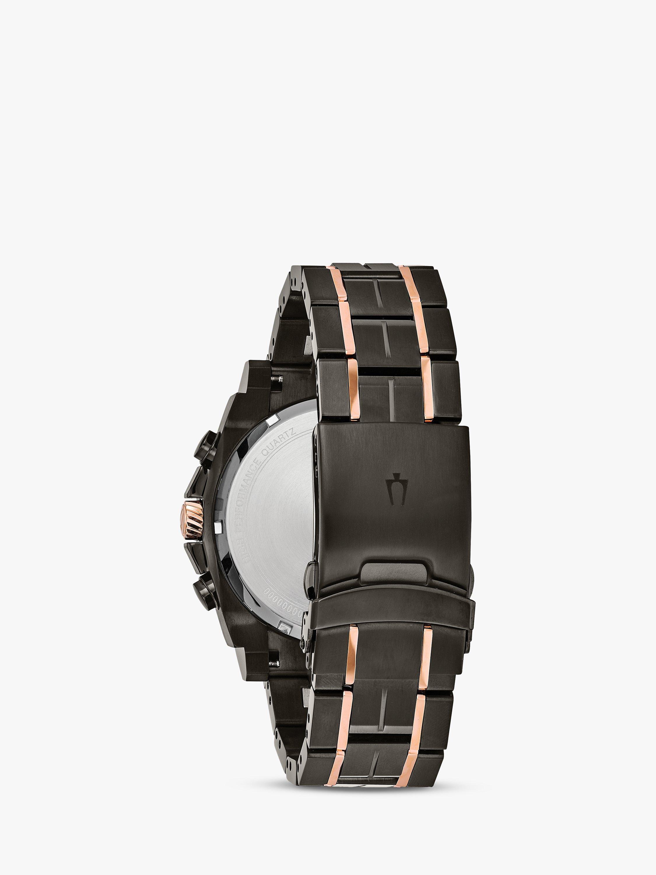 Bulova Men's Precisionist Diamond Date Bracelet Strap Watch, Grey/Rose Gold 98D149