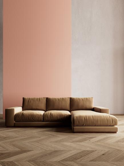 Swoon Denver Grand 4 Seater RHF Corner End Sofa - view 2, Biscuit Velvet