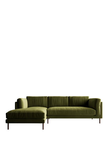 Swoon Munich Grand 4 Seater LHF Chaise End Sofa, Dark Leg - view 2, Fern Velvet