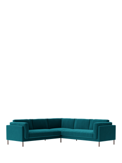 Swoon Munich 5 Seater Corner Sofa, Dark Leg, Kingfisher Velvet