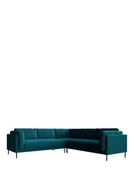 Swoon Munich 5 Seater Corner Sofa, Dark Leg - view 2, Kingfisher Velvet