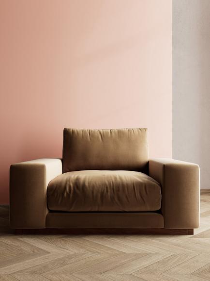 Swoon Denver Loveseat - view 2, Biscuit Velvet