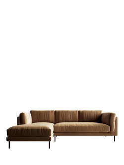 Swoon Munich Grand 4 Seater LHF Chaise End Sofa, Dark Leg - view 2, Biscuit Velvet