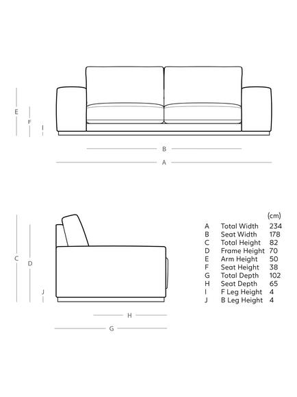 Swoon Denver Large 3 Seater Sofa - view 2, Biscuit Velvet