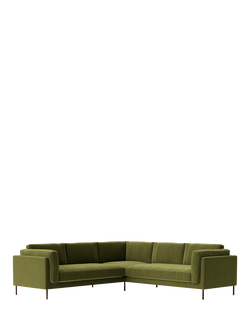 Swoon Munich 5 Seater Corner Sofa, Dark Leg, Fern Velvet