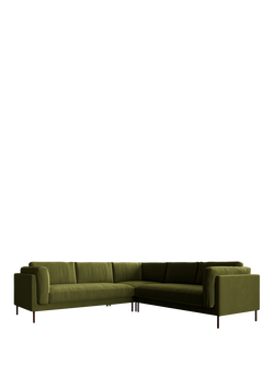 Swoon Munich 5 Seater Corner Sofa, Dark Leg - view 2, Fern Velvet