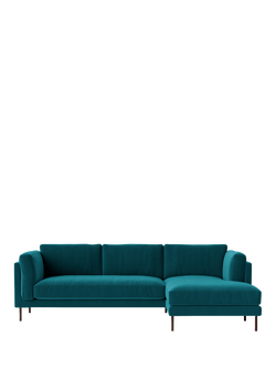 Swoon Munich Grand 4 Seater RHF Chaise End Sofa, Dark Leg, Kingfisher Velvet