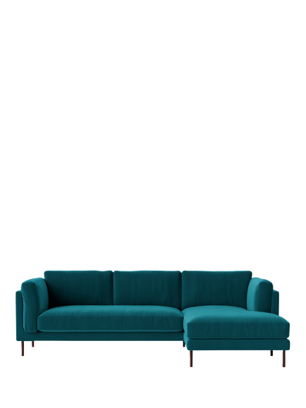 Swoon Munich Grand 4 Seater RHF Chaise End Sofa, Dark Leg, Kingfisher Velvet