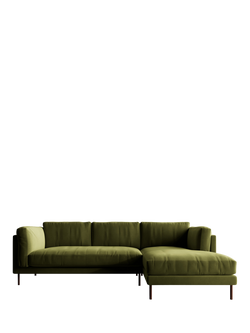 Swoon Munich Grand 4 Seater RHF Chaise End Sofa, Dark Leg - view 2, Fern Velvet