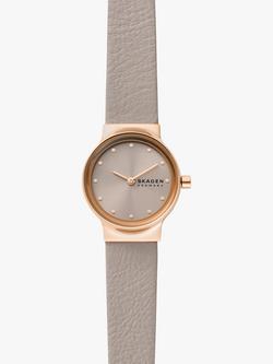 Skagen SKW3005 Women's Freja Eco Leather Strap Watch, Brown/Rose Gold, Brown/Rose Gold