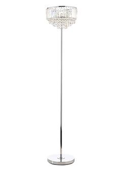 Laura Ashley Vienna Crystal Floor Lamp, Clear/Polished Chrome, Clear/Polished Chrome