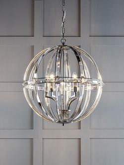 Laura Ashley Aidan Crystal Grand Ceiling Light, Clear/Polished Chrome, Clear/Polished Chrome